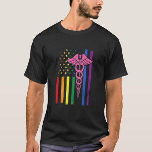 Camiseta Bandeira Americana Tie Dye Arco-íris Dia da Enferm