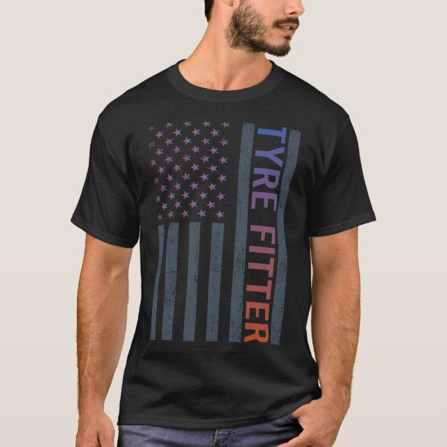 Camiseta Bandeira Americana - Tire Fitter (Frente)