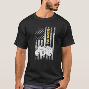 Camiseta Bandeira Americana Trator Patriótico Agricultura A