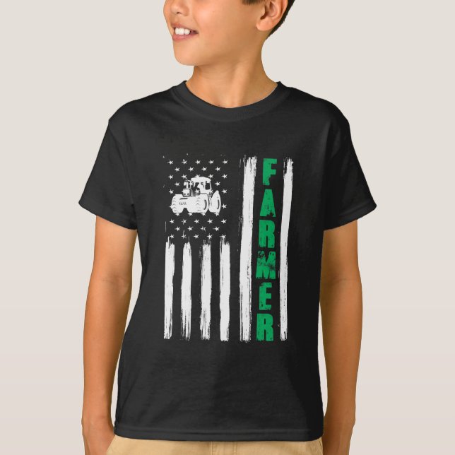 Camiseta Bandeira Americana Trator Patriótico EUA Orgulhoso (Frente)