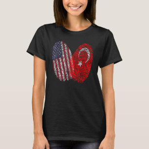 Camiseta Bandeira Americana Turca Impressão Digital Turquia