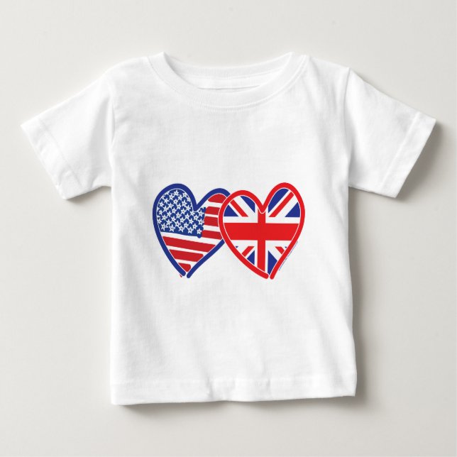 Camiseta Bandeira Americana/União Jack Flag Hearts (Frente)