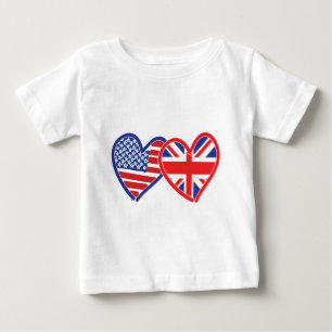 Camiseta Bandeira Americana/Union Jack Flag Hearts