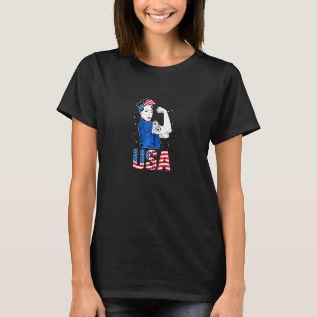 Camiseta Bandeira Americana Usa Fortes Mulheres Orgulham 4º (Frente)