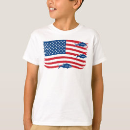 Camiseta Bandeira Americana Vermelha Azul Estilo Vintage Pe