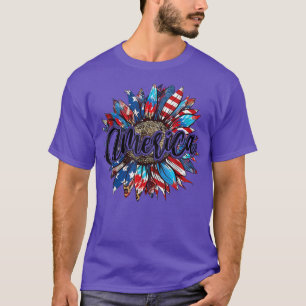 Camiseta Bandeira Americana Vermelha Sunflower White Blue T
