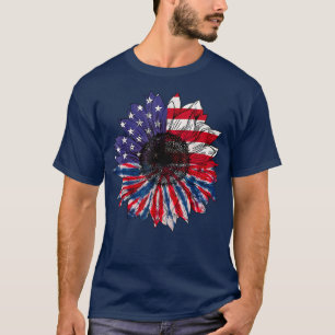 Camiseta Bandeira Americana Vermelha Sunflower White Blue T