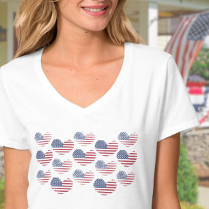 Camiseta Bandeira Americana Vermelho Branco Azul Patriótico