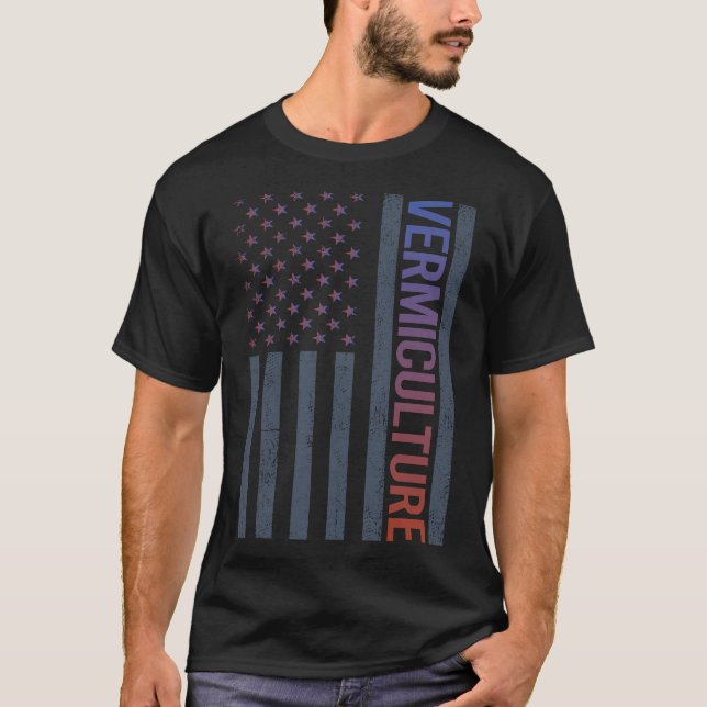 Camiseta Bandeira Americana Vermiculture Vermicompost (Frente)