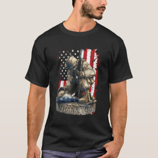 Camiseta Bandeira Americana Veteran Obrigado Memorial Milit