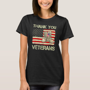 Camiseta Bandeira Americana Veterana Obrigado Veteranos Com