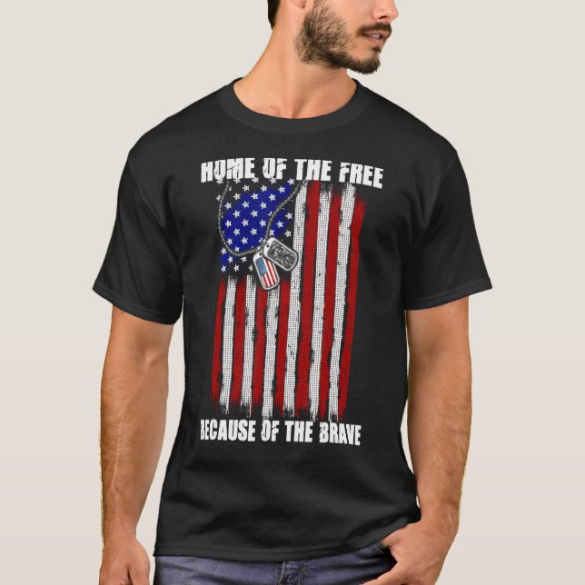 Camiseta Bandeira Americana Veterano Para Homens Mulheres C (Frente)