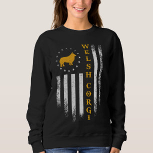 Camiseta Bandeira Americana Vintage Amor Corgi Galês Sil