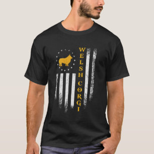 Camiseta Bandeira Americana Vintage Amor Corgi Galês Sil
