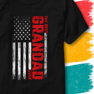 Camiseta Bandeira Americana Vintage Avô Melhor Avô de Todos