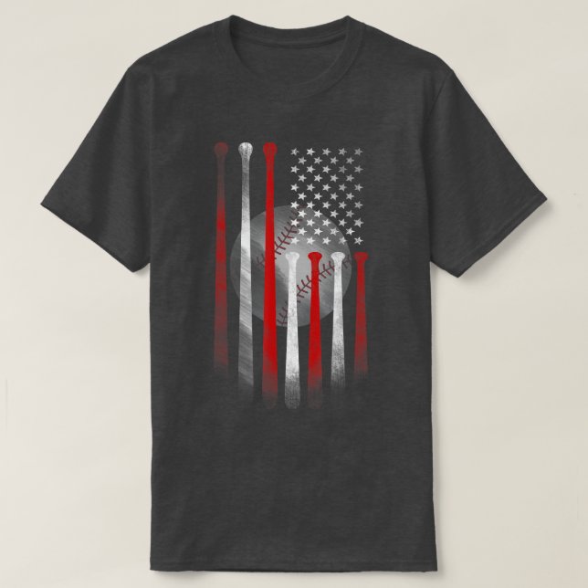 Camiseta Bandeira Americana Vintage Baseball Flag Pai Mãe (Frente do Design)