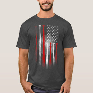 Camiseta Bandeira Americana Vintage Baseball Flag Pai Mãe