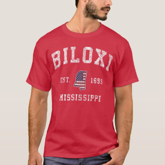 Camiseta Bandeira Americana Vintage Biloi Mississippi MS Es