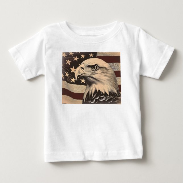 Camiseta Bandeira Americana Vintage com Águia Americana (Frente)