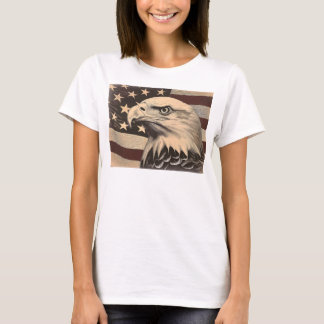 Camiseta Bandeira Americana Vintage com Águia Careca 