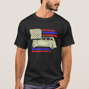 Camiseta Bandeira Americana Vintage Distorcida Retro Carro