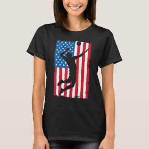 Camiseta Bandeira Americana Vintage Esportes de Voleibol