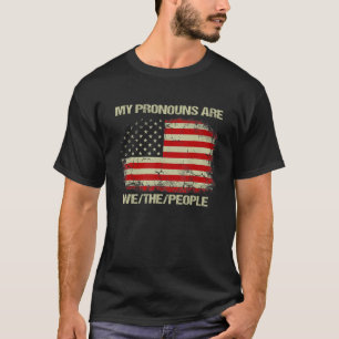 Camiseta Bandeira Americana Vintage Meus Pronomes São Nós O