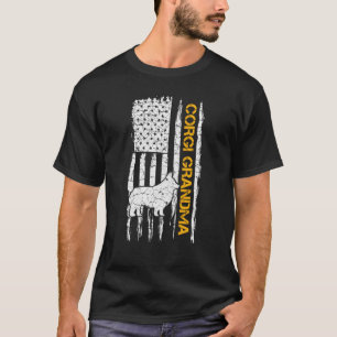 Camiseta Bandeira Americana Vintage Usa Corgi Galês Avó Cac