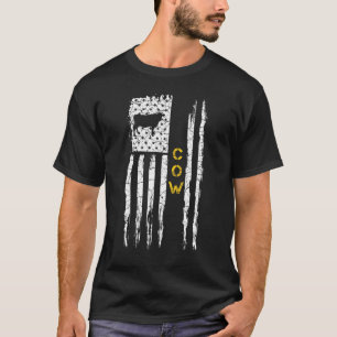 Camiseta Bandeira Americana Vintage Usa Vaca Fazenda Silhue