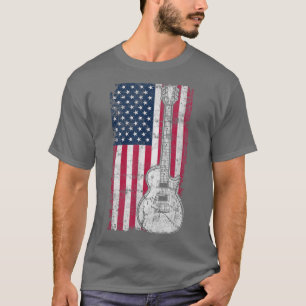 Camiseta Bandeira Americana Violão Acústico 4 de julho Viol