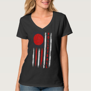 Camiseta Bandeira Americana Voleibol Afetado Esporte Vintag