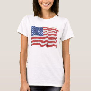 Camiseta Bandeira americana W do vintage