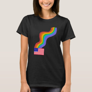 Camiseta Bandeira Americana Wavy Rainbow ROYGBIV Pride nos