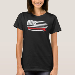 Camiseta Bandeira Americana Wrenches Mecânica Patriótica Ha