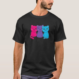 Camiseta Bandeira Andrógina Pilha Orgulho Lgbtq Gatos Fofos