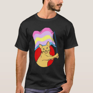 Camiseta Bandeira Aporagender Gato Gênero Não Binário
