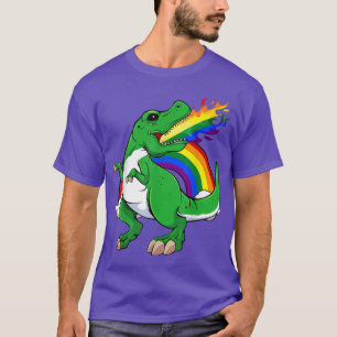 Camiseta Bandeira Arco-íris de Dinossauro LGBT-Q T-Rex Gay