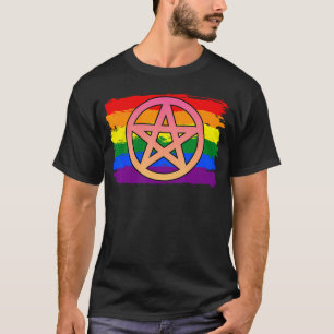 Camiseta Bandeira Arco-íris Pentáculo Goth Lgbtq Orgulho Ga