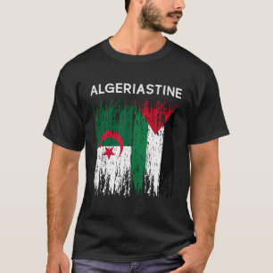 Camiseta Bandeira Argelina E Palestiniana Argélia E Palesti