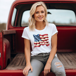 Camiseta Bandeira atestada dos EUA 4 de julho