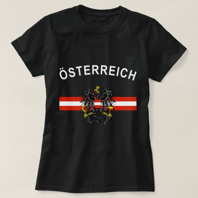 Camiseta Bandeira austríaca Österreich Áustria Emblema Aust (Frente do Design)