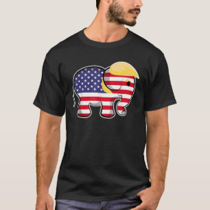 Camiseta Bandeira Azul-branca-Elefante Vermelha com Cabelo 