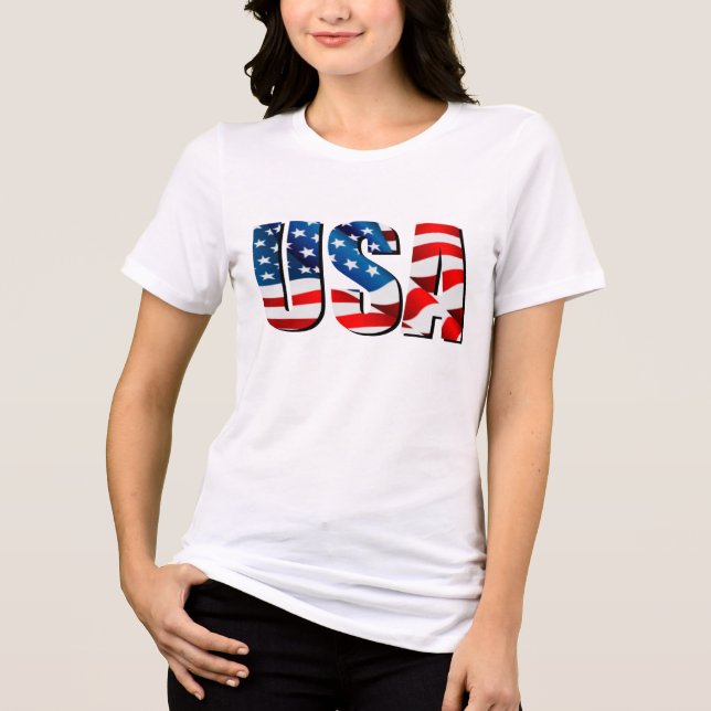 Camiseta Bandeira azul-branca patriótica americana american (Frente)