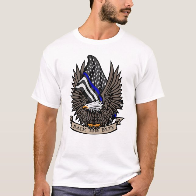 Camiseta Bandeira azul da polícia americana com águia (Frente)