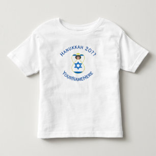 Camiseta Bandeira azul de Hanukkah do anjo israelense perso