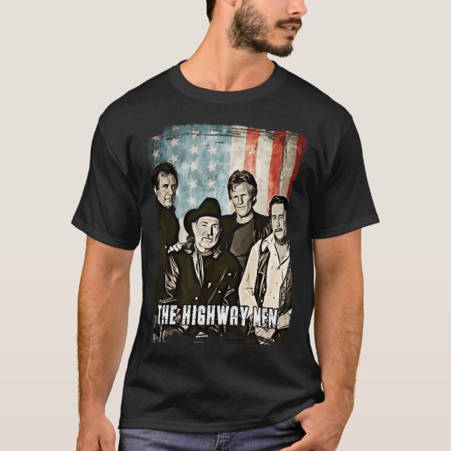 Camiseta Bandeira Banda de Highwaymen 35 Anos Presente (Frente)