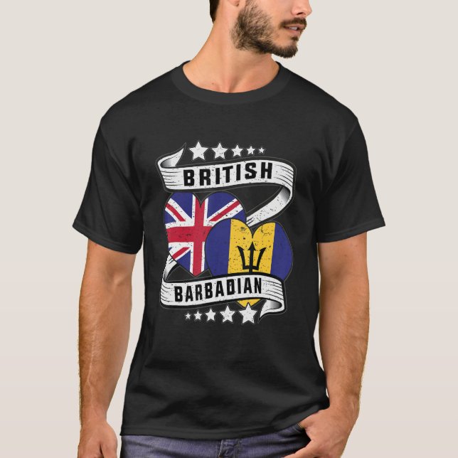 Camiseta Bandeira Barbadiana Half British metade Barbadiana (Frente)