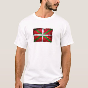 Camiseta Bandeira Basque afligida do estilo: Ikurriña,
