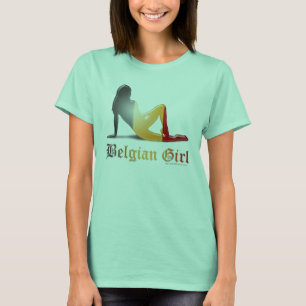Camiseta Bandeira belga da silhueta da menina
