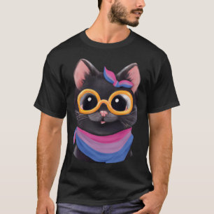 Camiseta Bandeira bissexual corta um gato gordo para a Comu